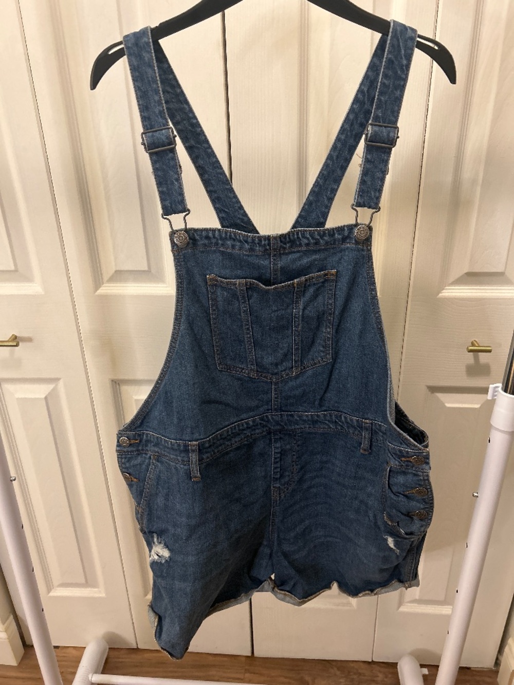 Old Navy Distressed Dark Wash Denim Shortall Size XL